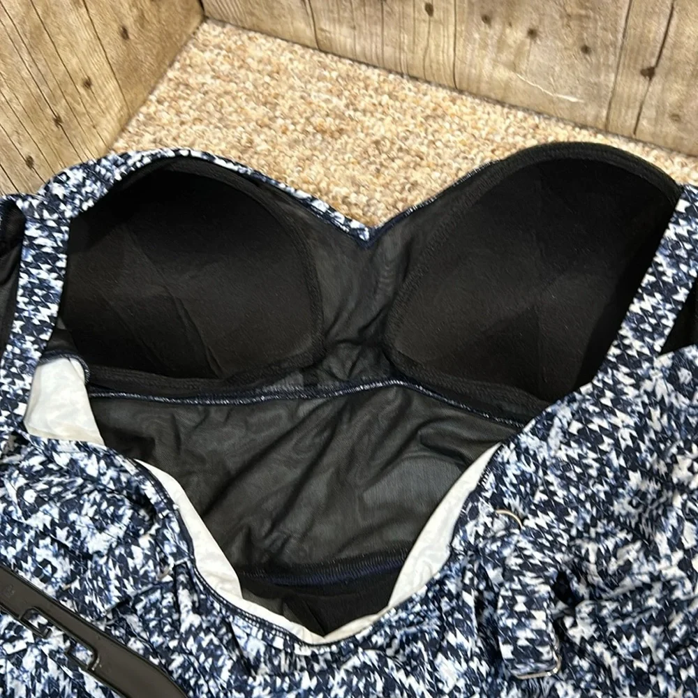 Swim Solutions Triple Tier Fauxkini One Piece Swimsuit Navy Size 22W